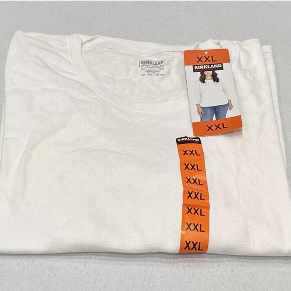 Kirkland Signature Ladies' 3/4 Sleeve Cotton Slub Tee, White, Size XXL - Picture 2 of 5
